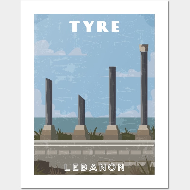 Tyre, Lebanon.Retro travel poster Wall Art by GreekTavern